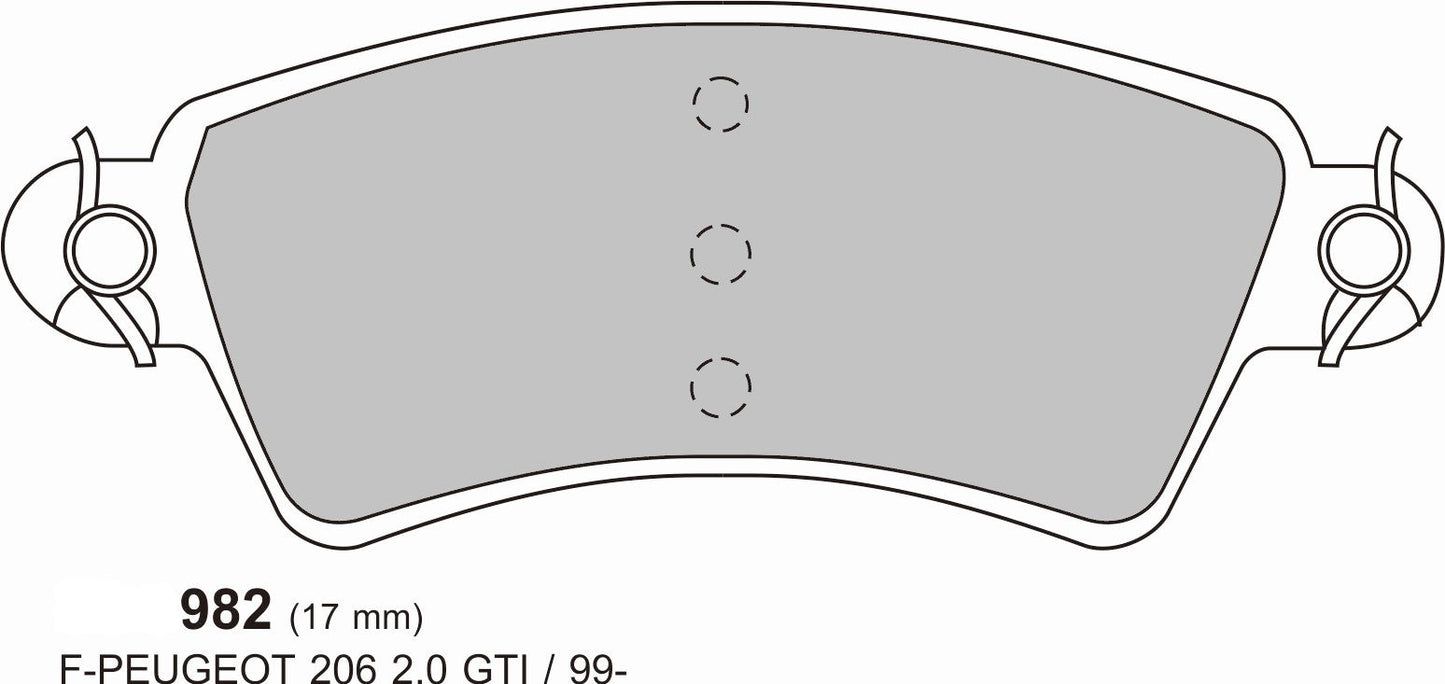PEUGEOT 206 1.6 2.0 PBS Front Pads, Performance Brake Pads 0982