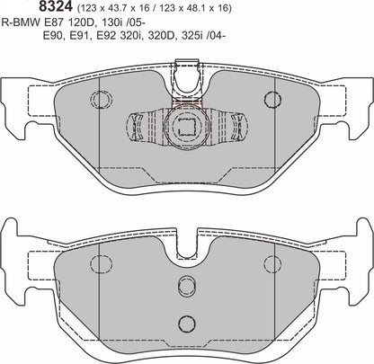 3 Saloon (E90) 318i  2007 > 2011 Rear Performance Brake Pads 8324