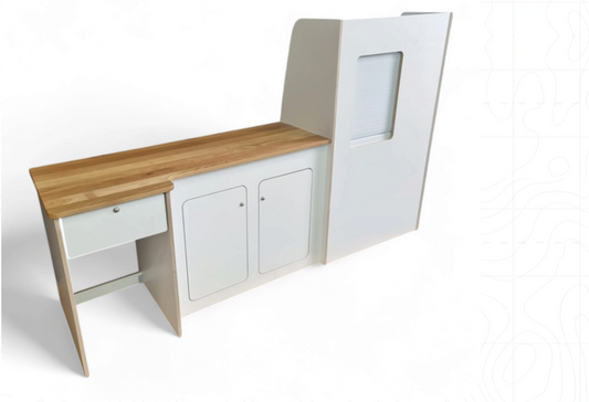 Birch White Melamine VW Transporter kitchen SWB Oak Worktop