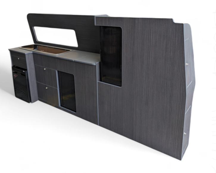 Black Hacienda VW Transporter kitchen LWB lightweight ply