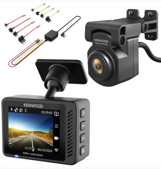 Kenwood DRV-A510W - Dash Camera With 2.0" LCD 2K Front & HD Rear Camera Recording & Wireless Link With 20GB SD & Hardwire Kit