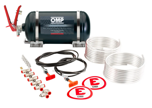 OMP Black Collection Mechanical Steel Bottle Fire Extinguisher System - 4.25 Ltr