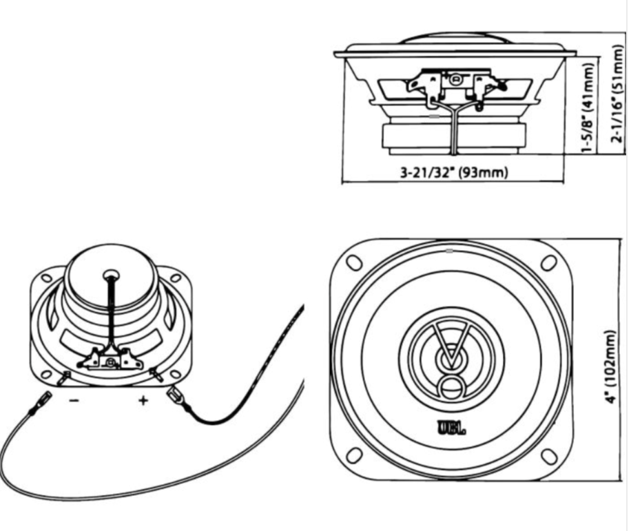 JBL Stage1 41F - 4" 100mm 2-Ways Coaxial Car Speaker 125W