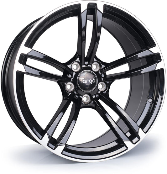 19x8.5 Targa TG1 5x120 et35 CB72.6 Gloss Black / Polished Face