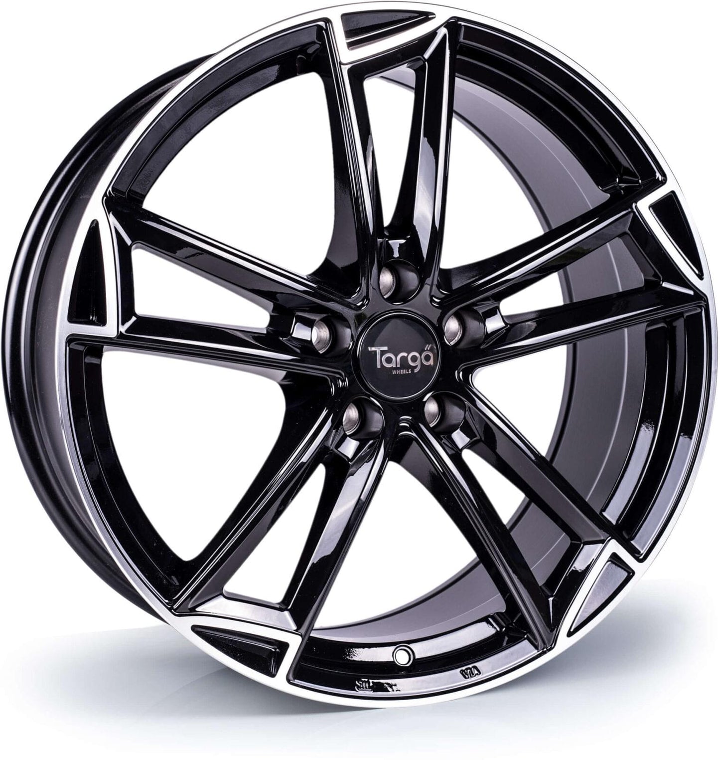 19x8.5 Targa TG3 5x112 et35 CB73.1 Gloss Black / Polished Lip